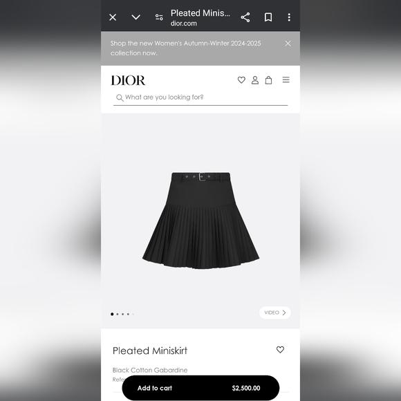 CHRISTIAN DIOR Black Flirty Drop Waist Cotton Mini Skirt w/ Pleats&belt Size 6 - Picture 1 of 14